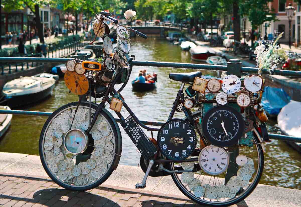 an arty bicycle on an Amsterdam canal